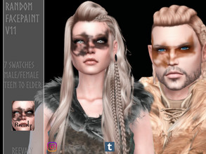 Sims 4 — Random Facepaint V11 by Reevaly — 7 Swatches. Teen to Elder. Male and Female. Works with all Skins and Overlays.