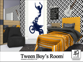 Sims 4 — Tween Boys Room  by ALGbuilds — This room is great for your Tween Boy Sims. Customize your Sims name in this