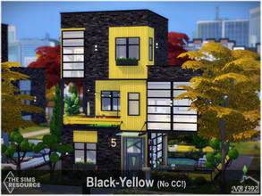 Sims 4 — Black-Yellow (No CC!) by nobody13922 — Small house for single or couple with pool and two terraces. The house is