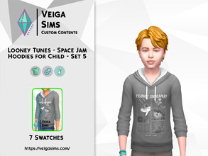 Sims 4 — Looney Tunes - Space Jam Hoodies for Child - Set 5 by David_Mtv2 — Available in 7 swatches for teen to elder. -