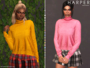 Sims 4 — HARPER | sweater by Plumbobs_n_Fries — Turtleneck Wool Sweater New Mesh HQ Texture Female | Teen - Elders Cold
