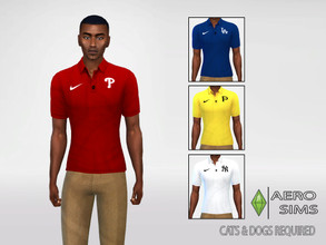 Sims 4 — MLB Polo Shirt For Men V1 by AeroJay — - Polo Shirt For Adult - 4 Swatches - Cats & Dogs Required - Thank