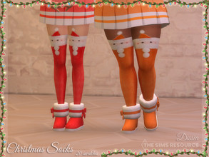 Sims 4 — Christmas Socks by Dissia — Cute warm socks with santa Available in 20 swatches