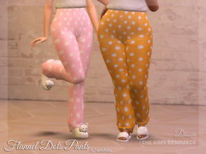 Sims 4 — Flannel Dots Pants by Dissia — Cosy long flannel pants with cute white dots, perfect for pajama during cold