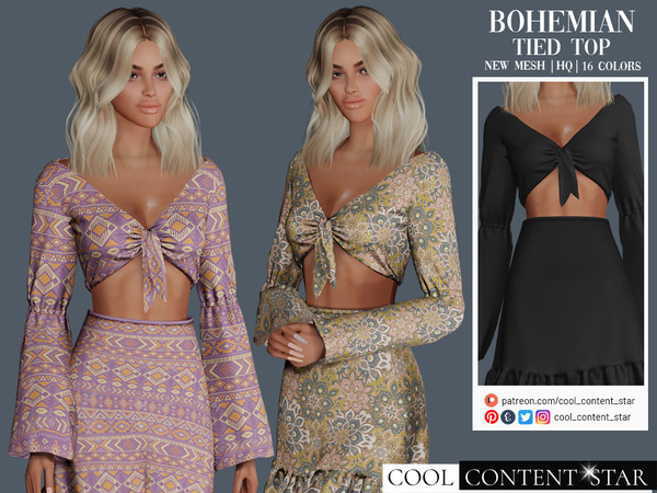 Sims 4 — Bohemian Tied Top (patreon) by sims2fanbg — .:Bohemian Tied Top:. Top in 16 different colors and new mesh. HQ