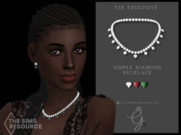 Sims 4 — Simple Diamond Necklace by Glitterberryfly — Matching necklace for the simple earrings, comes in diamond,