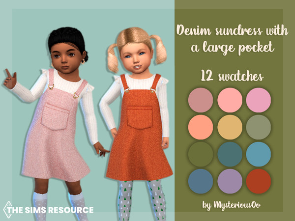 Sims 4 — Denim sundress with a large pocket by MysteriousOo — Denim sundress with a large pocket for toddlers in 12