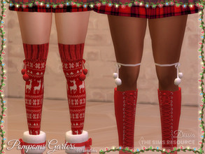 Sims 4 — Pompoms Garters by Dissia — Cute pom poms as garters with or without a strap, made to work with my "Warm