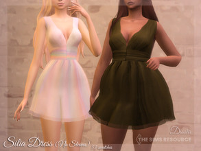 Sims 4 — Silia Dress (Without Sleeves) by Dissia — Colorful short sleeveless dress in rainbow color and solids ones :)