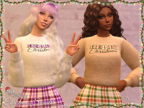 Sims 4 — TSR Christmas 2021 - Christmas Sweater by Dissia — Long sleeves jumper, big and warm in brown, black or white