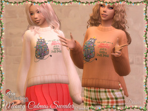 Sims 4 — TSR Christmas 2021 - Meowy Catmas Sweater by Dissia — Warm big sweater with cat christmas print Available in 47