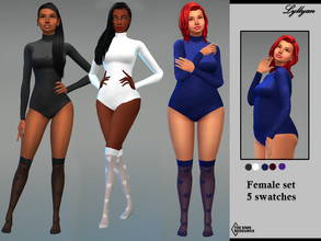 Sims 4 — Female set pajama-Love love by LYLLYAN — Female set pajama in 5 swatches.