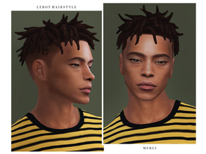 Sims 4 — Leroy Hairstyle by -Merci- — New Maxis Match Hairstyle for Sims4. -24 EA Colours. -For male, teen-elder. -Base