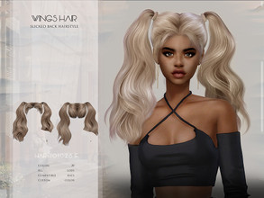 Sims 4 — WINGS-TO1120-Double ponytail curly hair by wingssims — Colors:20 All lods Compatible hats Support custom editing