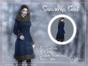 Sims 4 — Snowdrop Coat by SatsujinKuroi — 20 Swatches All Lod Custom thumbnail Teen to elder *Fake fur, no animals was