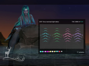 Sims 4 — Orca mermaid light tattoo by DanSimsFantasy — This tattoo simulates slits of light and covers the legs, arms and