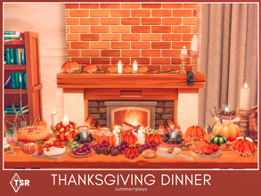 Sims 4 — Thanksgiving Dinner - Room \ TSR CC only  by Summerr_Plays — This cozy living room is perfect for a holiday