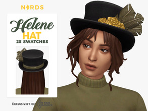 Sims 4 — Helene Hat by Nords — Sul sul, this is a gothic top hat with flowers and feathers, it's for adult female sims