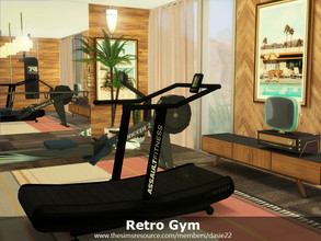 Sims 4 — Retro Gym by dasie22 — Retro Gym is a room in mid-century style. Please, use code bb.moveobjects on before you