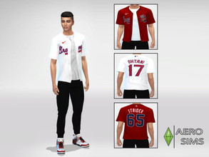 Sims 4 — MLB Atlanta Braves Home And Away Jersey by AeroJay — - Clothing For Adult - 2 Swatches - City Living Required -