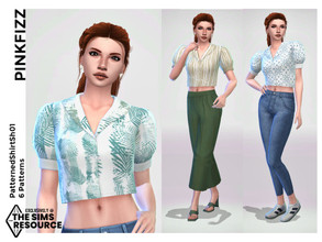 Sims 4 — Patterned Shirt 01 by Pinkfizzzzz — Cute patterned shirt for everyday wear in 6 different swatches