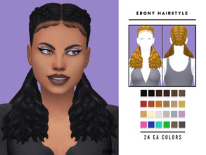 Sims 4 — Ebony Hairstyle by OranosTR — Ebony Hairstyle is a braided hairstyle for female sims. This hair has 24 EA