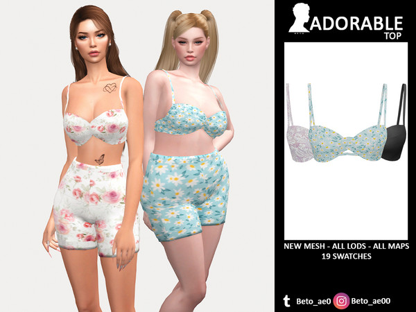 Sims 4 — Adorable (TOP) by Beto_ae0 — Cute and cuddly top full of prints, I hope you like it - 19 colors -