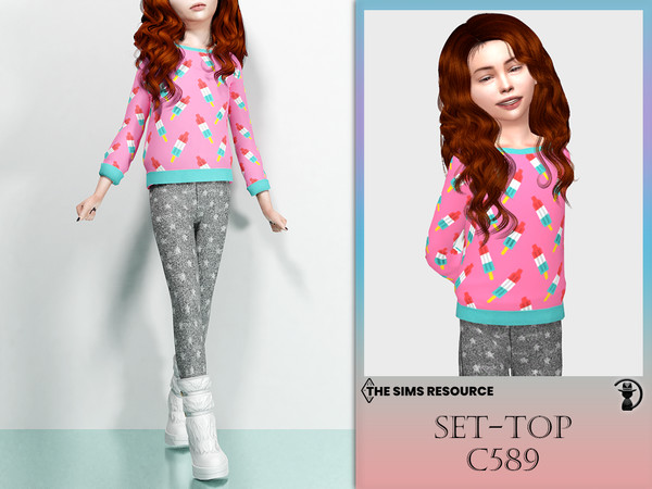 Sims 4 — Set-Top C589 by Daph's — 4 Swatches Compatible with HQ mod Works with all of skins Custom Thumbnail All Lods All