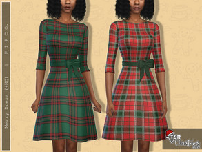 Sims 4 — TSR Christmas 2021 - Merry Dress. by Pipco — A dress with bow in 7 colors. Base Game Compatible New Mesh All