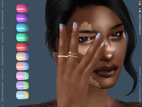 Sims 4 — Gradient nails by sugar_owl — Female short ombre nails. Fingernails category. - new mesh - base game compatible