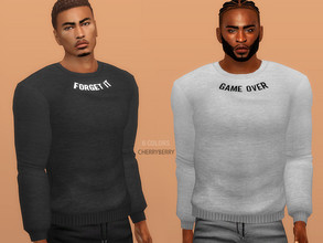 Sims 4 — Jamal - Men's Sweatshirt by CherryBerrySim — Classic men's sweatshirt for athletic wear with text graphics -