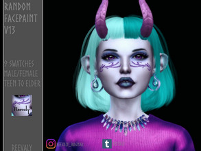 Sims 4 — Random Facepaint V13 by Reevaly — 9 Swatches. Teen to Elder. Male and Female. Works with all Skins and Overlays.