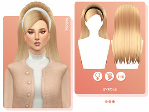Sims 4 — Sunday Hairstyle by Enriques4 — New Mesh 24 Swatches Shadow Map Included All Lods Base Game Compatible Teen to