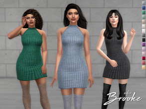 Sims 4 — Brooke Dress by Sifix2 — A ribbed halterneck mini dress available in 15 colors for teen, young adult and adult