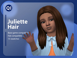 Sims 4 — Juliette Hair by qicc — A long straight hairstyle with a middle part. - Maxis Match - Base game compatible - Hat
