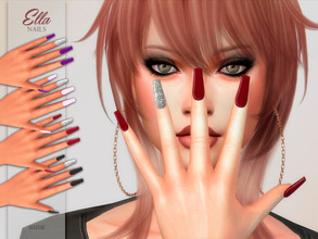 Sims 4 — Ella Nails by Suzue — -New Mesh (Suzue) -10 Swatches -For Female (Teen to Elder) -Ring Category -HQ Compatible