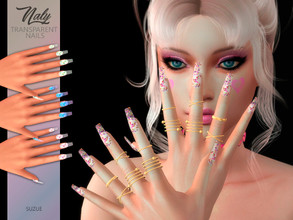 Sims 4 — Naly Nails by Suzue — -New Mesh (Suzue) -8 Swatches -For Female (Teen to Elder) -Ring Category -HQ Compatible