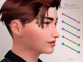 Sims 4 — Rainbow Piercing Right Side by Suzue — -New Mesh (Suzue) -5 Swatches -For Female and Male (Teen to Elder) -HQ