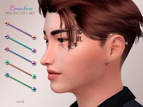 Sims 4 — Rainbow Piercing Left Side by Suzue — -New Mesh (Suzue) -5 Swatches -For Female and Male (Teen to Elder) -HQ