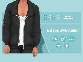 Sims 4 — Nelson Sweatshirt by simcelebrity00 — Hello Simmers! This ribbed, zip up, and base game compatible sweatshirt is