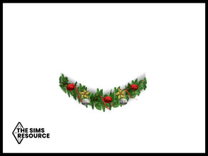 Sims 4 — Snowbird Holiday Garland by seimar8 — Maxis match Christmas holiday wall garland of sparkling green tinsel, ruby