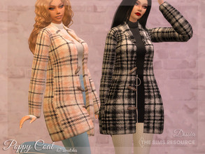 Sims 4 — Poppy Coat by Dissia — Warm plush coat in plaid pattern with a turtleneck top Available in 47 swatches (Coat