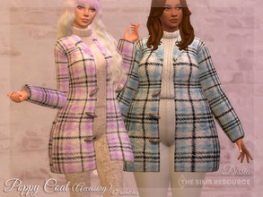Sims 4 — Poppy Coat (Accessory) by Dissia — Warm plush coat as an accessory in plaid pattern Available in 47 swatches