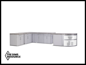 Sims 4 — Snowbird Kitchen Island Counter by seimar8 — Maxis match white gloss Island counter with stainless steel handles