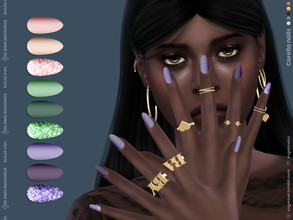 Sims 4 — Corella nails by sugar_owl — Female long two-colored matte nails with glitter on the pinky finger. Fingernails