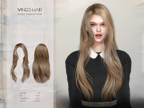 Sims 4 — WINGS-TO1125-Supple straight hair by wingssims — Colors:20 All lods Compatible hats Support custom editing hair