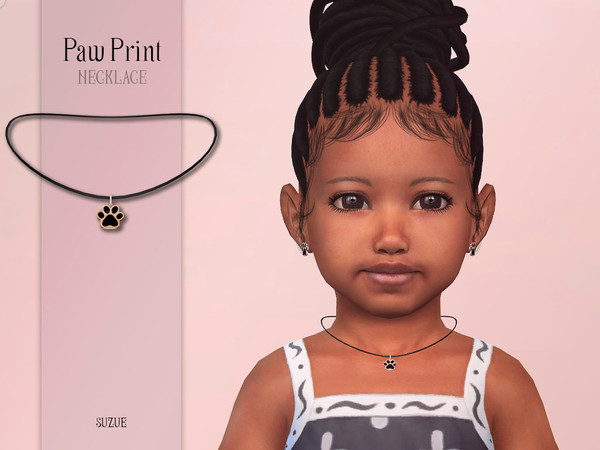 Sims 4 — Paw Print Necklace Toddler by Suzue — -New Mesh (Suzue) -5 Swatches -For Female (Toddler) -HQ Compatible