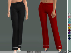 Sims 4 — Pajama Pants - Set25-2 by ekinege — Pajama pants featuring a soft elastic waistband, piped trim. 12 different