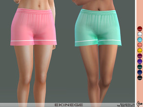 Sims 4 — Pajama Shorts - Set25-4 by ekinege — Pajama shorts featuring a soft elastic waistband, piped trim, and loose