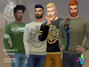 Sims 4 — Hogwarts Jumper by SimmieV — A collection of eight sweaters in an assortment of Hogwarts inspired designs.